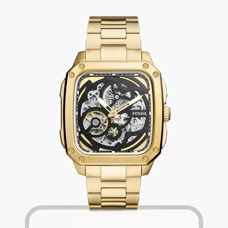 Fossil Inscription Automatic Skeleton Gold-Tone Men's Watch- BQ2573